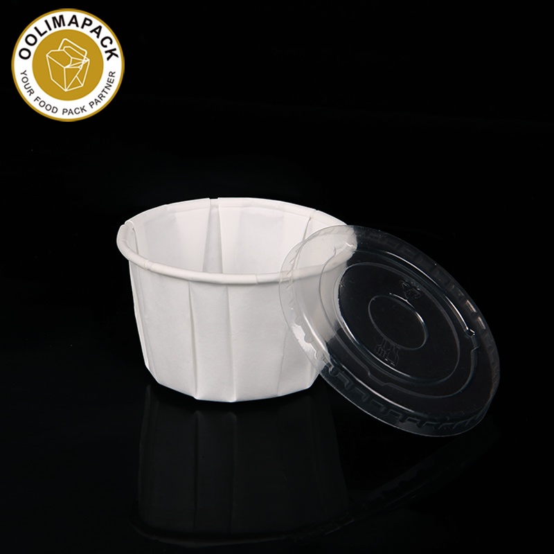 2oz White Paper Sauce Cup with Lid