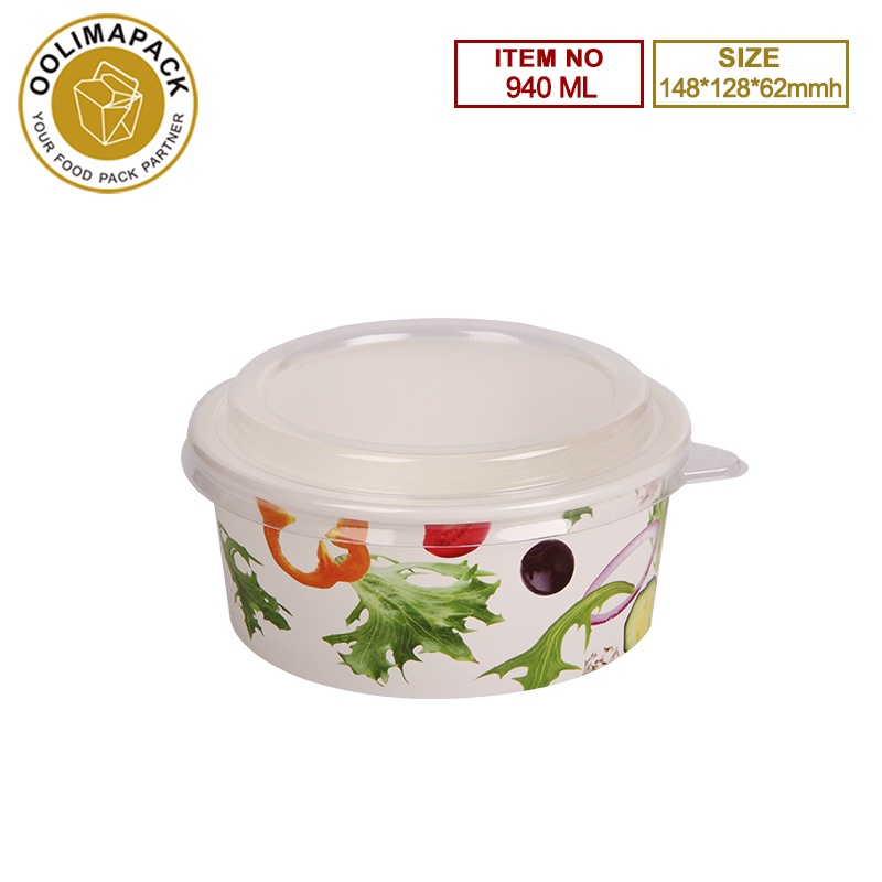 940ml paper salad bowl with lid
