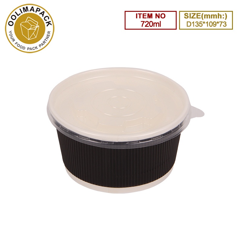 D135*109*73mmh Corrugated soup bowl with PP lid