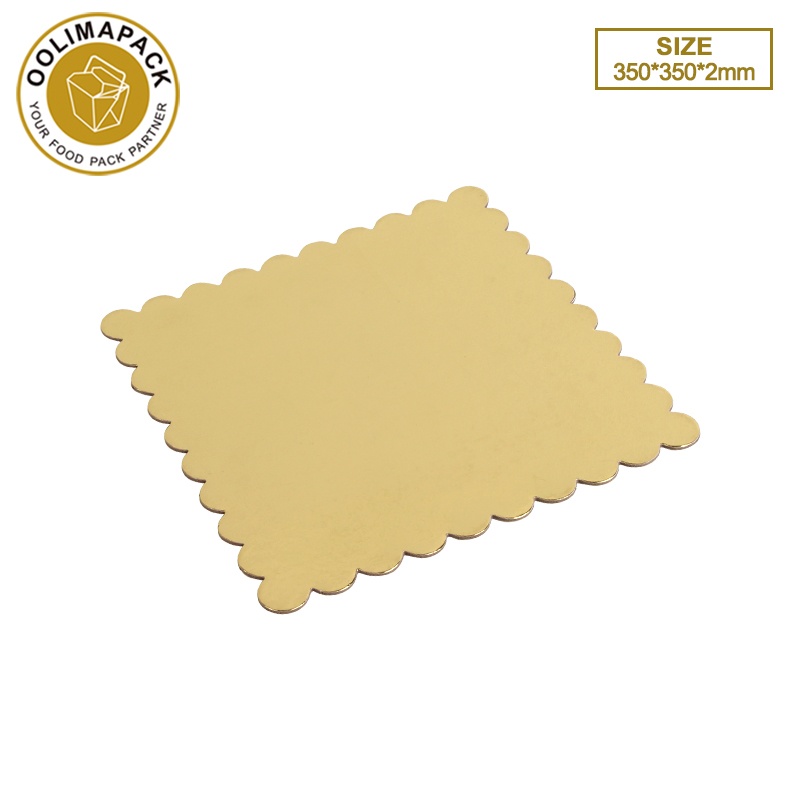 350*350*2mm Wave edge square golden cake mat