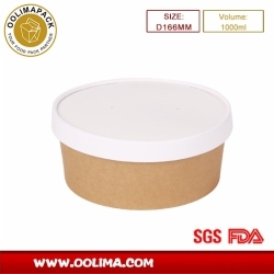 1000ml Kraft salad bowl with paper lid(D166MM)