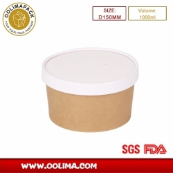 1000ml Kraft salad bowl with paper lid (D150MM)