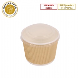 D111*89*84mmh Corrugated soup bowl with PP lid