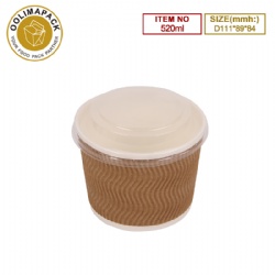 D111*89*84mmh Corrugated soup bowl with PP lid