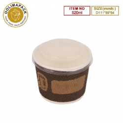 D111*89*84mmh Corrugated soup bowl with PP lid