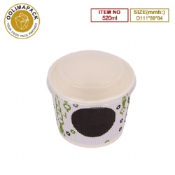 D111*89*84mmh Corrugated soup bowl with PP lid