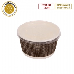 D135*109*73mmh Corrugated soup bowl with PP lid