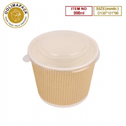 D135*101*96mmh Corrugated soup bowl with PP lid