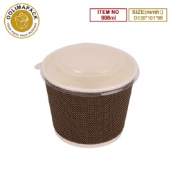 D135*101*96mmh Corrugated soup bowl with PP lid