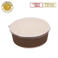 D166*148*64mmh Corrugated soup bowl with PP lid