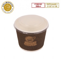 D135*101*96mmh Corrugated soup bowl with PP lid