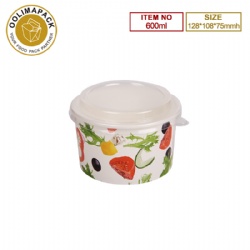 600ml paper salad bowl with lid