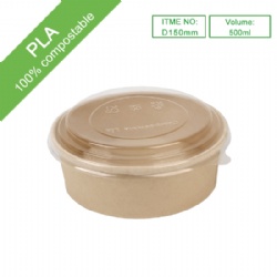 500ml Bamboo salad bowl with PLA lid (D150MM)