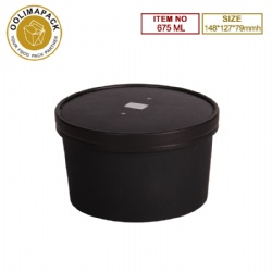 675ml black paper salad bowl with lid(D150MM)