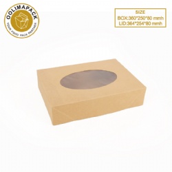 360*250*80mmh kraft cake box with window