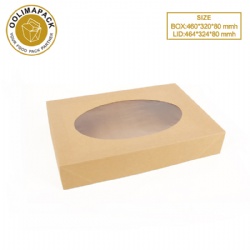 460*320*80mmh kraft cake box with window