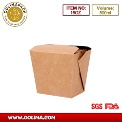 16OZ Square base kraft noodle box