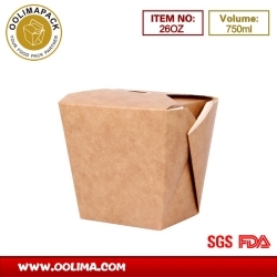 26OZ Square base kraft noodle box