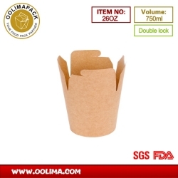 26OZ Kraft round base noodle box（double lock）