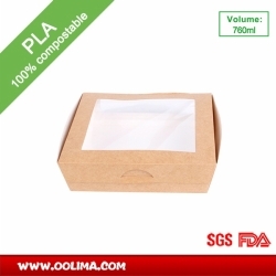 760ml salad box with two windows（PLA）