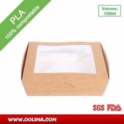 1250ml salad box with two windows（PLA）